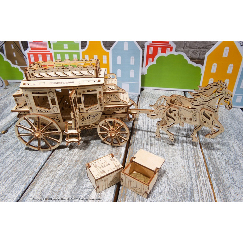 Ugears Конструктор 3D пазл Почтовый дилижанс  70045